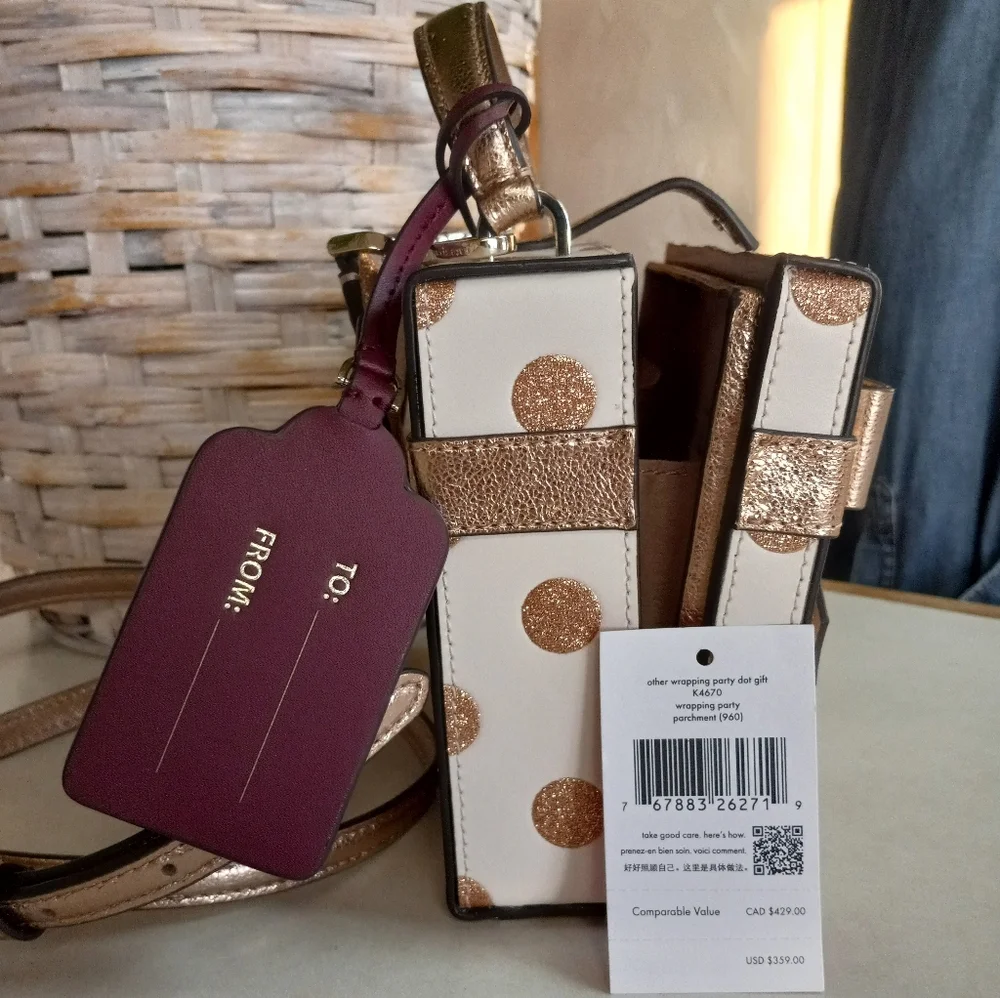 Kate Spade New York Crossbody Bag, Wrapping Party Gift Box. Parchment & Gold